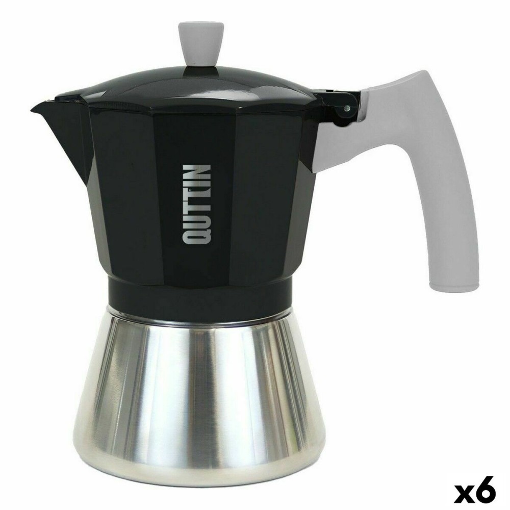 Italian Coffee Pot Quttin Aluminium Steel 3 Cups 150 ml (6 Units)