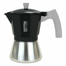 Italian Coffee Pot Quttin Aluminium Steel 3 Cups 150 ml (6 Units)