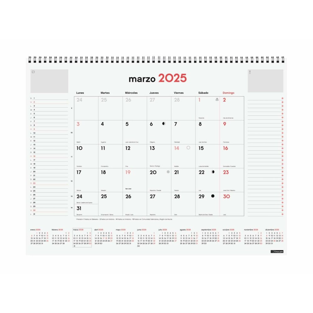 Calendrier de bureau Finocam Papier 42 x 31 cm 2025