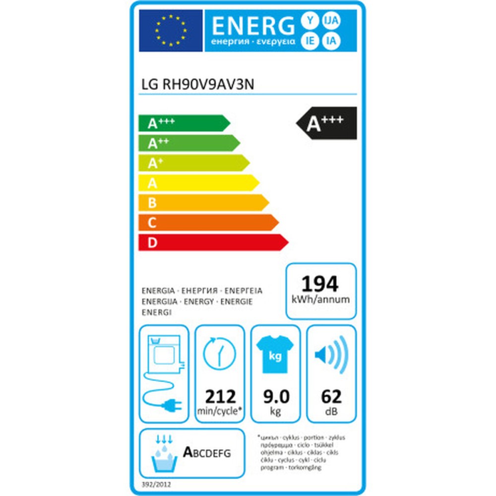 Séchoir à condensation LG RH90V9AV3N 9 kg