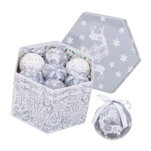 Christmas Baubles Silver Paper Polyfoam Deer 7,5 x 7,5 x 7,5 cm (14 Units)