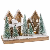 Décorations de Noël Blanc Vert Naturel Bois Plastique ville 45 x 18 x 30 cm