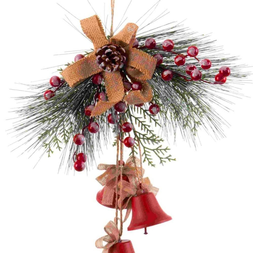 Weihnachtsschmuck Rot Bunt Metall Kunststoff Faser Glocken 36 x 6,5 x 42 cm