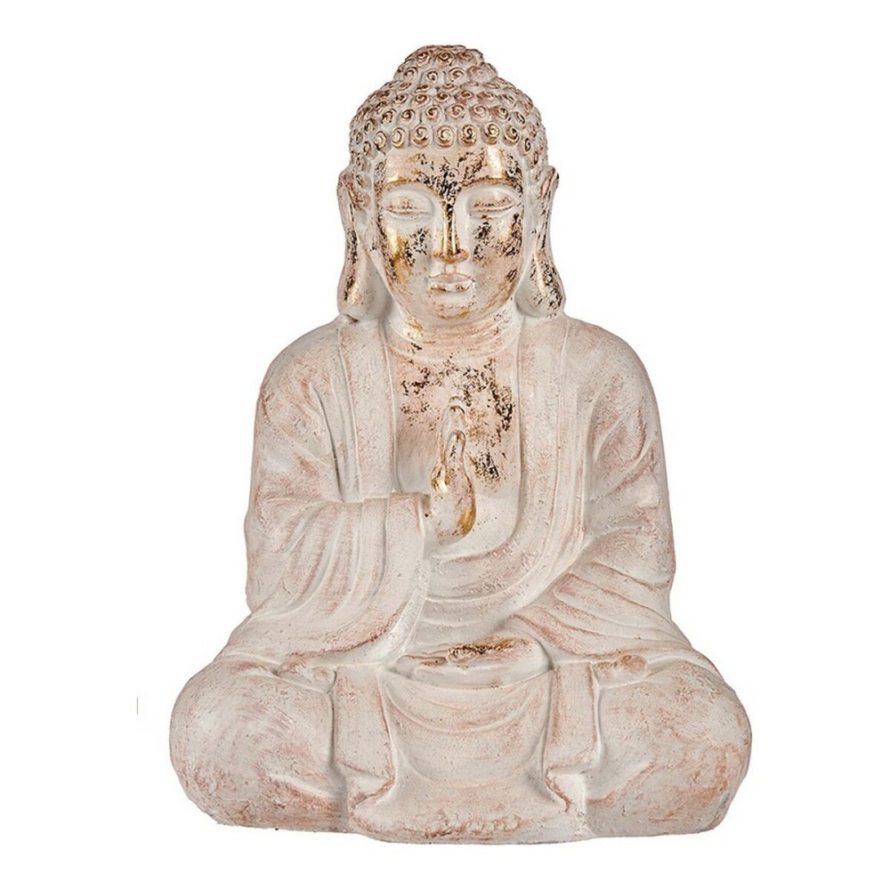 Dekorative Gartenfigur Ibergarden CC20412 Weiß Gold Polyesterharz 23,5 x 49 x 36 cm Buddha