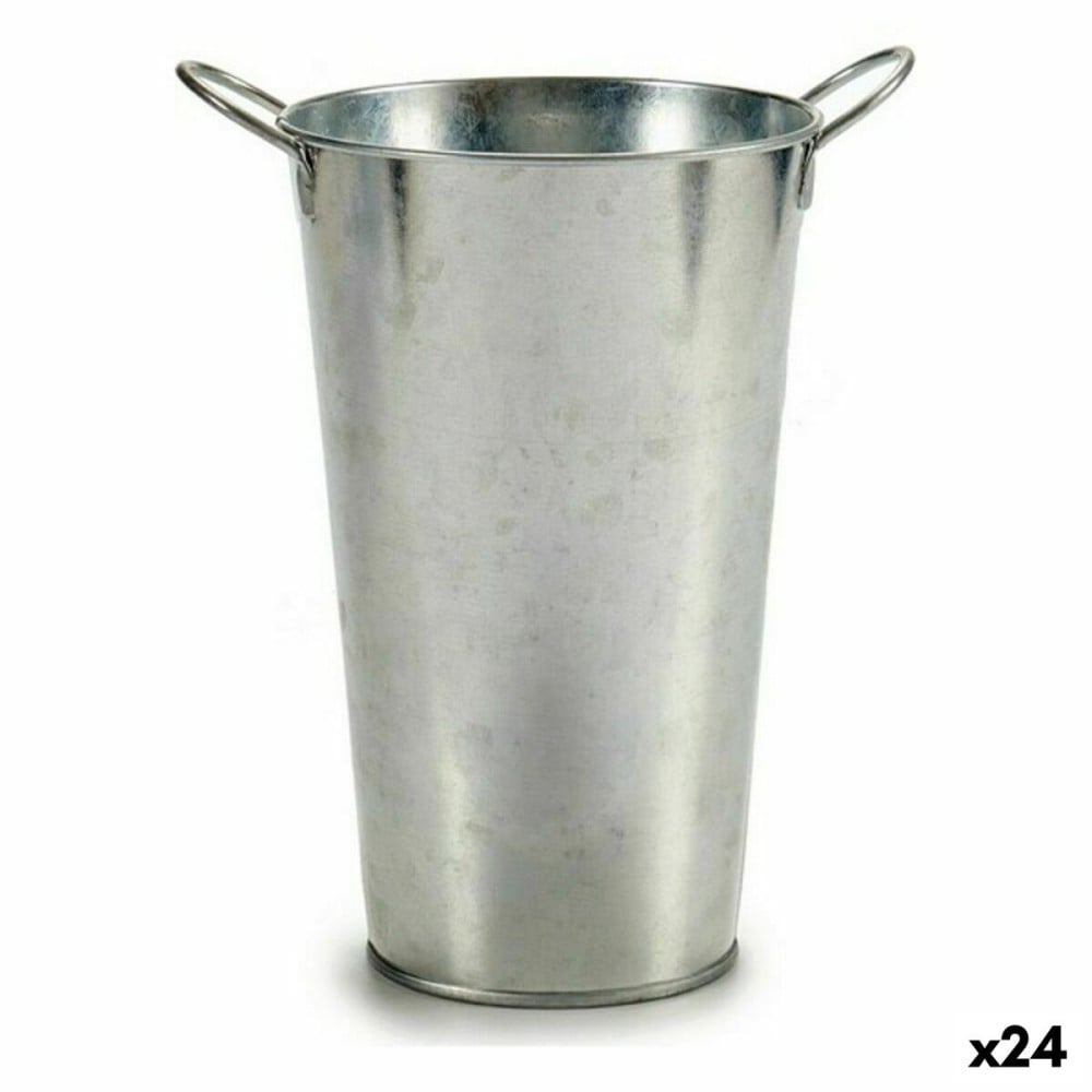 Cache-pot Ibergarden B00115-B Argenté Zinc 15 x 23,5 x 20 cm Avec des poignées (24 Unités)