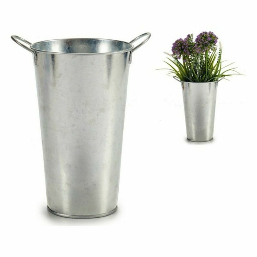 Cache-pot Ibergarden B00115-B Argenté Zinc 15 x 23,5 x 20 cm Avec des poignées (24 Unités)