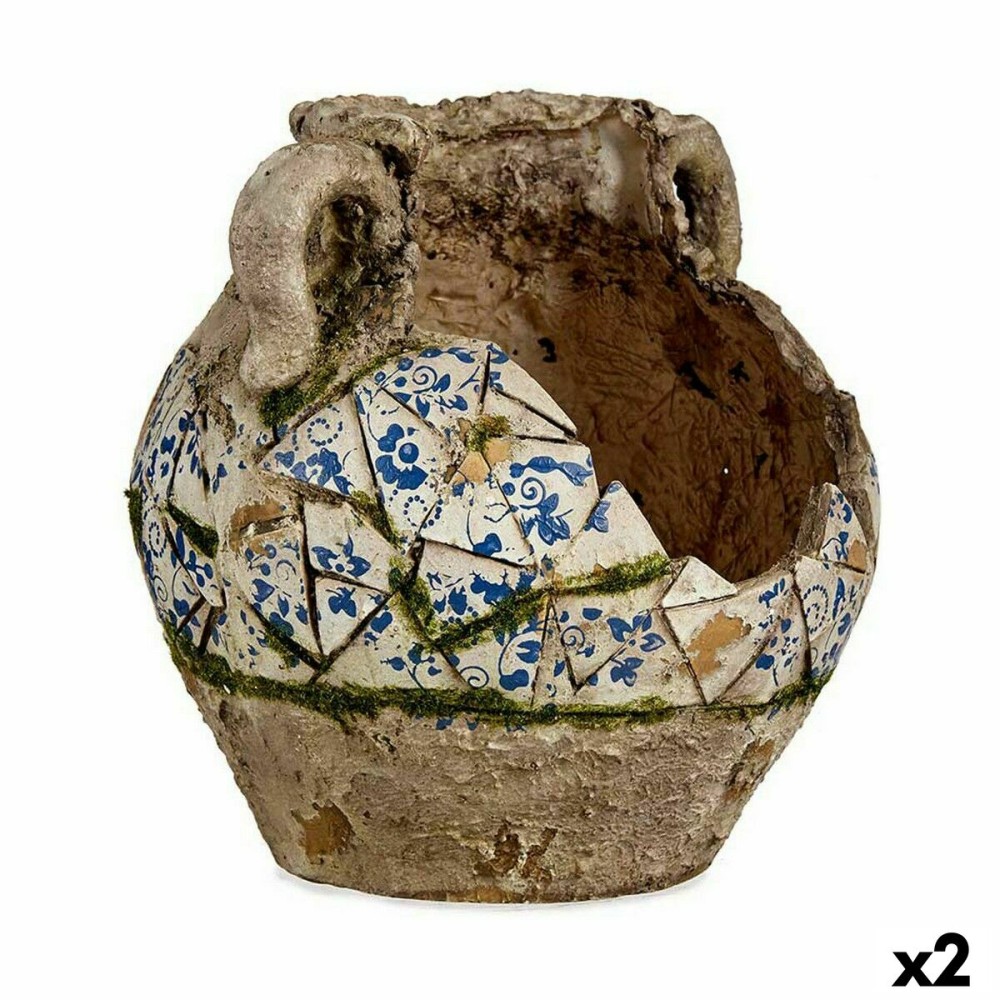 Figure décorative de jardin Ibergarden ZD19022 Polyrésine Vase 28,5 x 28 x 28,5 cm (2 Unités)