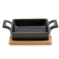 Casserole Dish for Serving Tapas Kinvara 1277SJ4810 Brown Black Bamboo Iron 19 x 5 x 14 cm (12 Units)