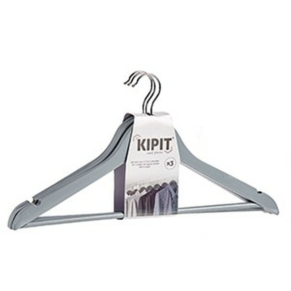 Set of Clothes Hangers Kipit CH19809-G Grey Wood (24 Units)