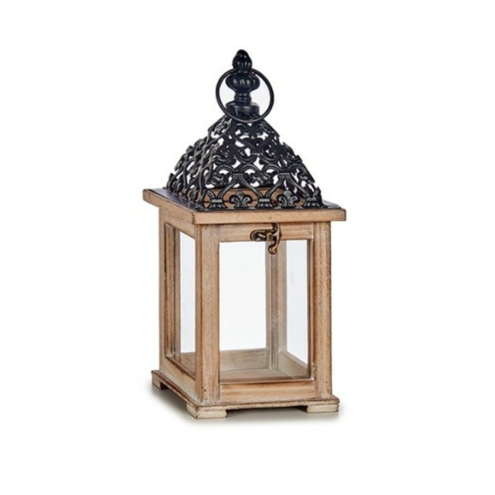 Lantern Black Natural Wood 13 x 29 x 13 cm Grille (6 Units)