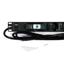 Schuko 19" 6 Way Multi-socket Adapter 2LAN REG6SCHMAG 250V 3500W 2M