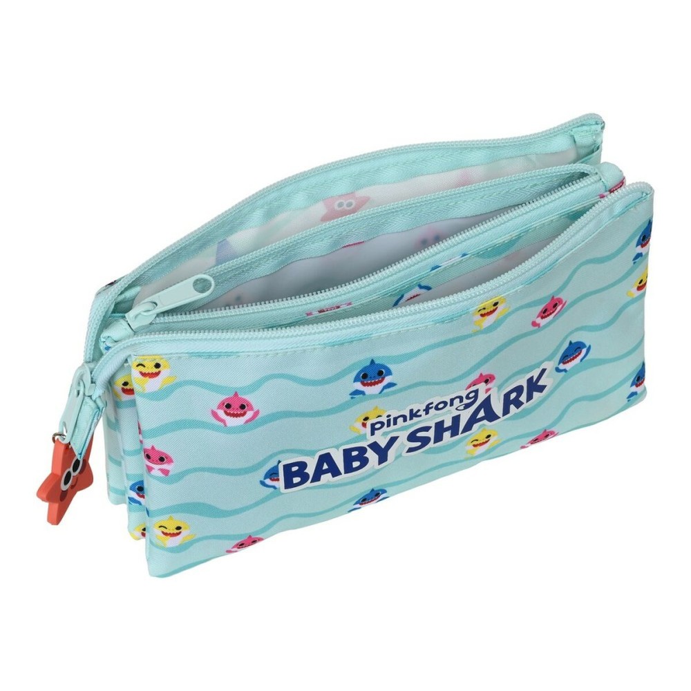 Trousse d'écolier Baby Shark Beach Day Jaune Bleu clair (22 x 12 x 3 cm)