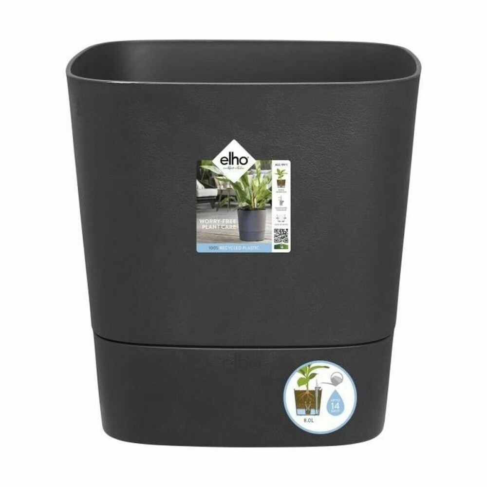 Pot auto-arrosant Elho Greensense Aqua Care Ø 38 x 38,9 cm Gris foncé Carré