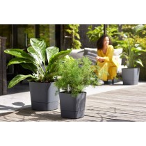 Selbstbewässernder Blumentopf Elho Greensense Aqua Care Ø 38 x 38,9 cm Dunkelgrau karriert