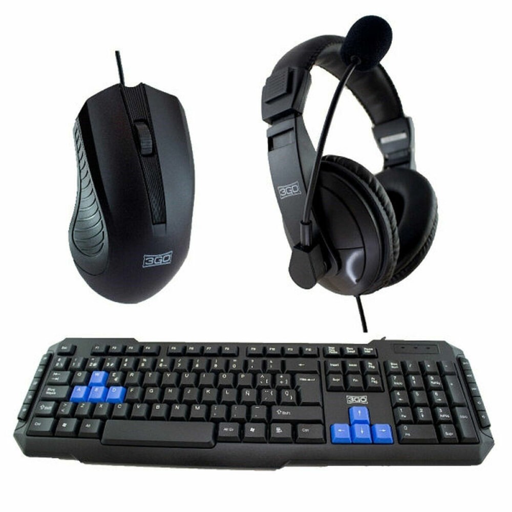 Pack Gaming 3GO COMBODRILEH2 Noir Espagnol Qwerty