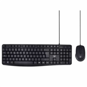 Tastatur mit Maus Ewent EW3006 Schwarz Qwerty Spanisch