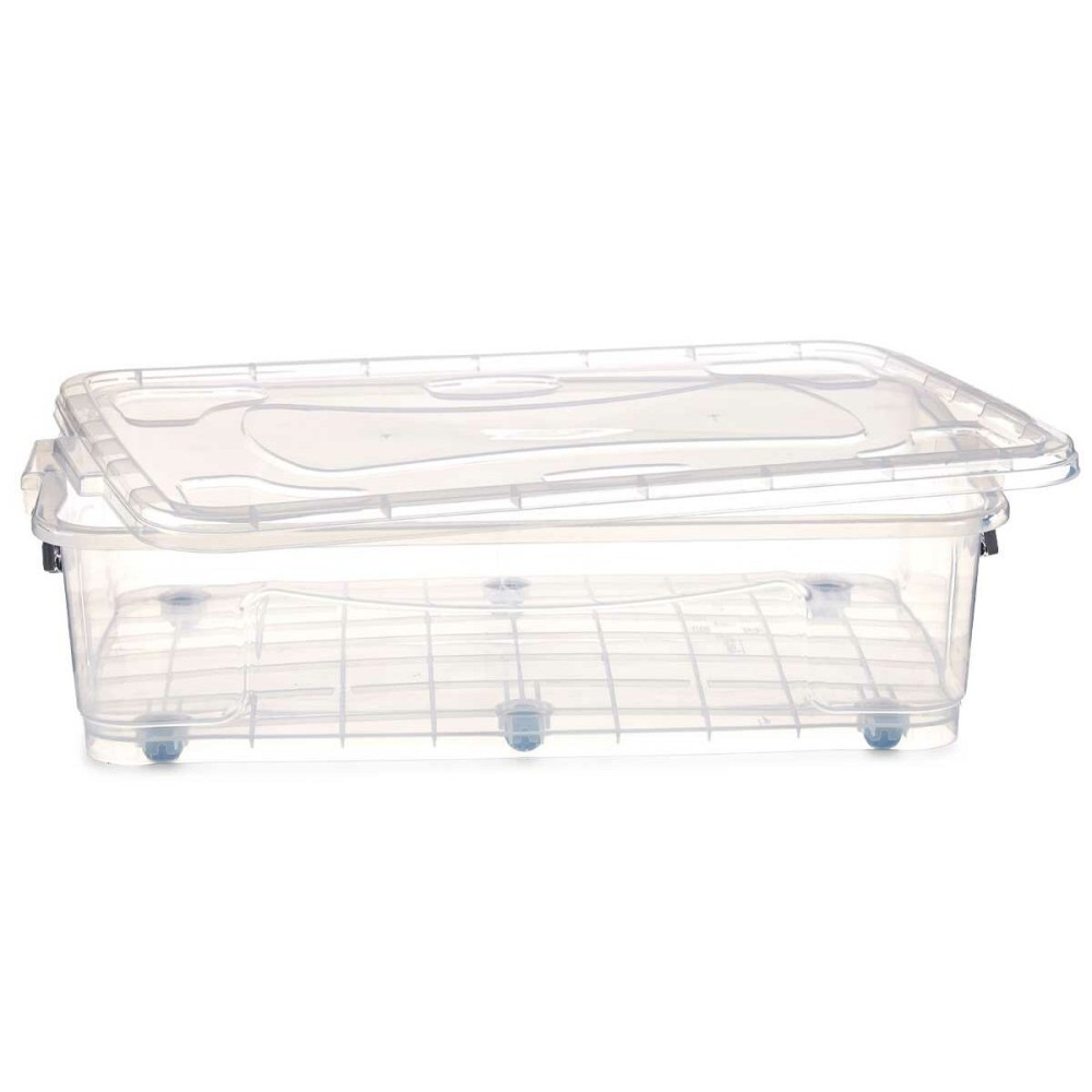 Storage Box with Wheels Transparent Plastic 40 L 46,5 x 20 x 72,2 cm (6 Units)