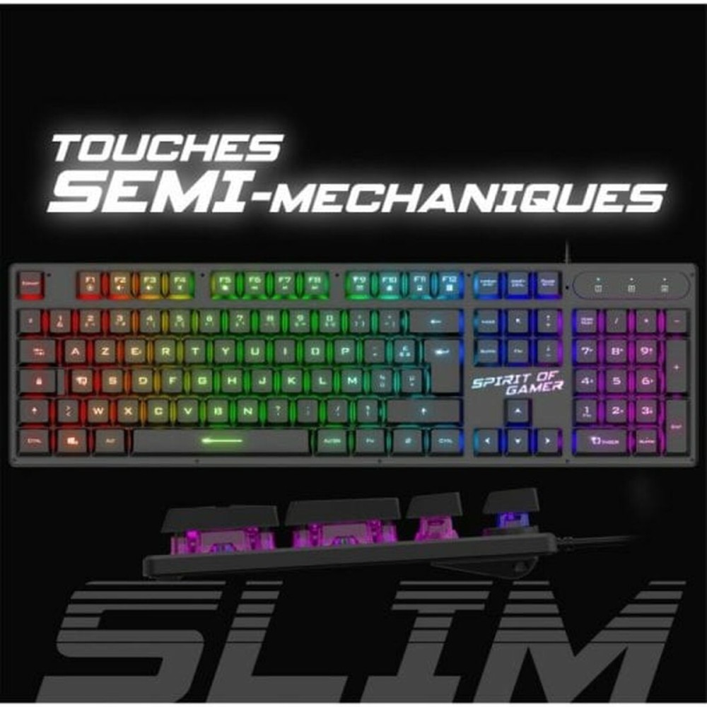 Tastatur Spirit of Gamer Schwarz Qwerty Spanisch