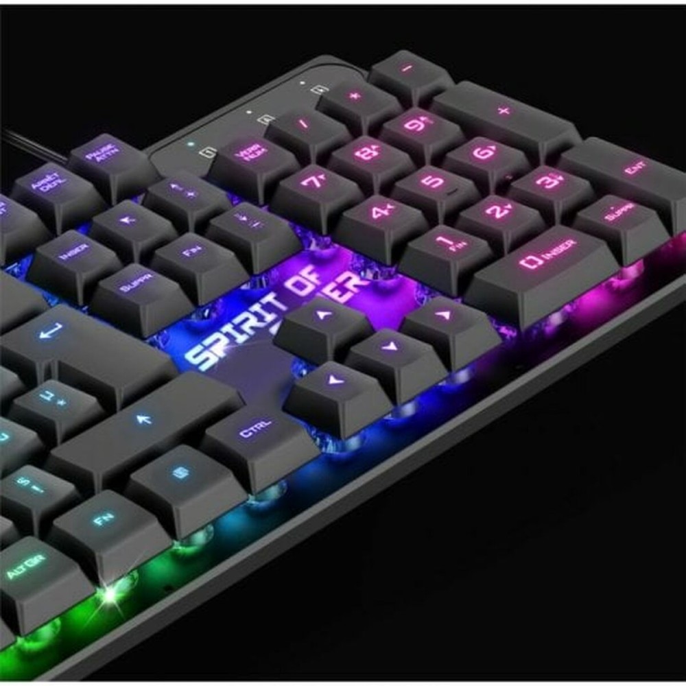 Tastatur Spirit of Gamer Schwarz Qwerty Spanisch