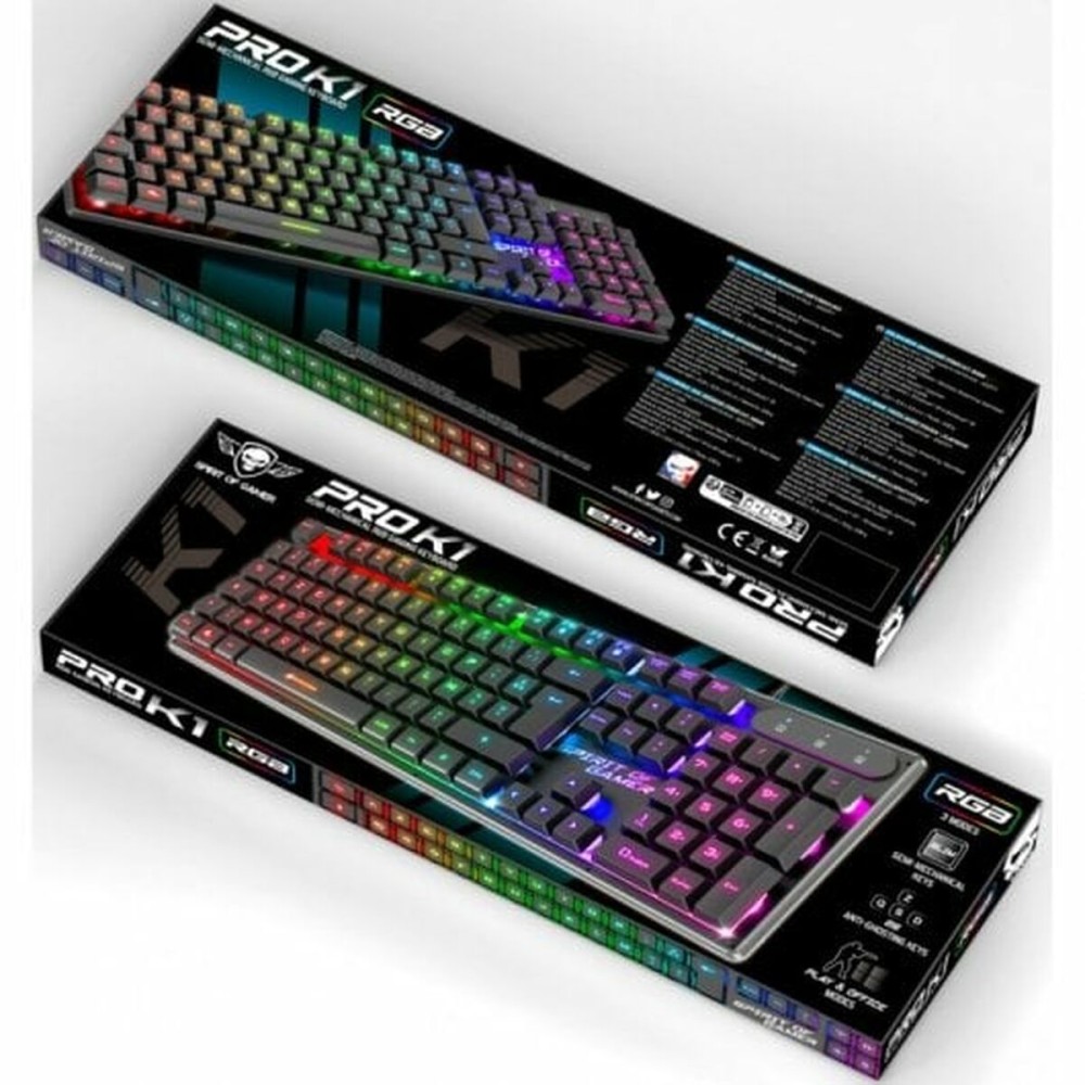 Keyboard Spirit of Gamer Black Spanish Qwerty