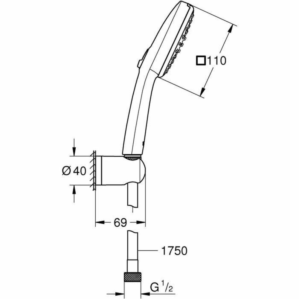 Duschkopf Grohe Schwarz Matte Hinterseite Silikon ABS