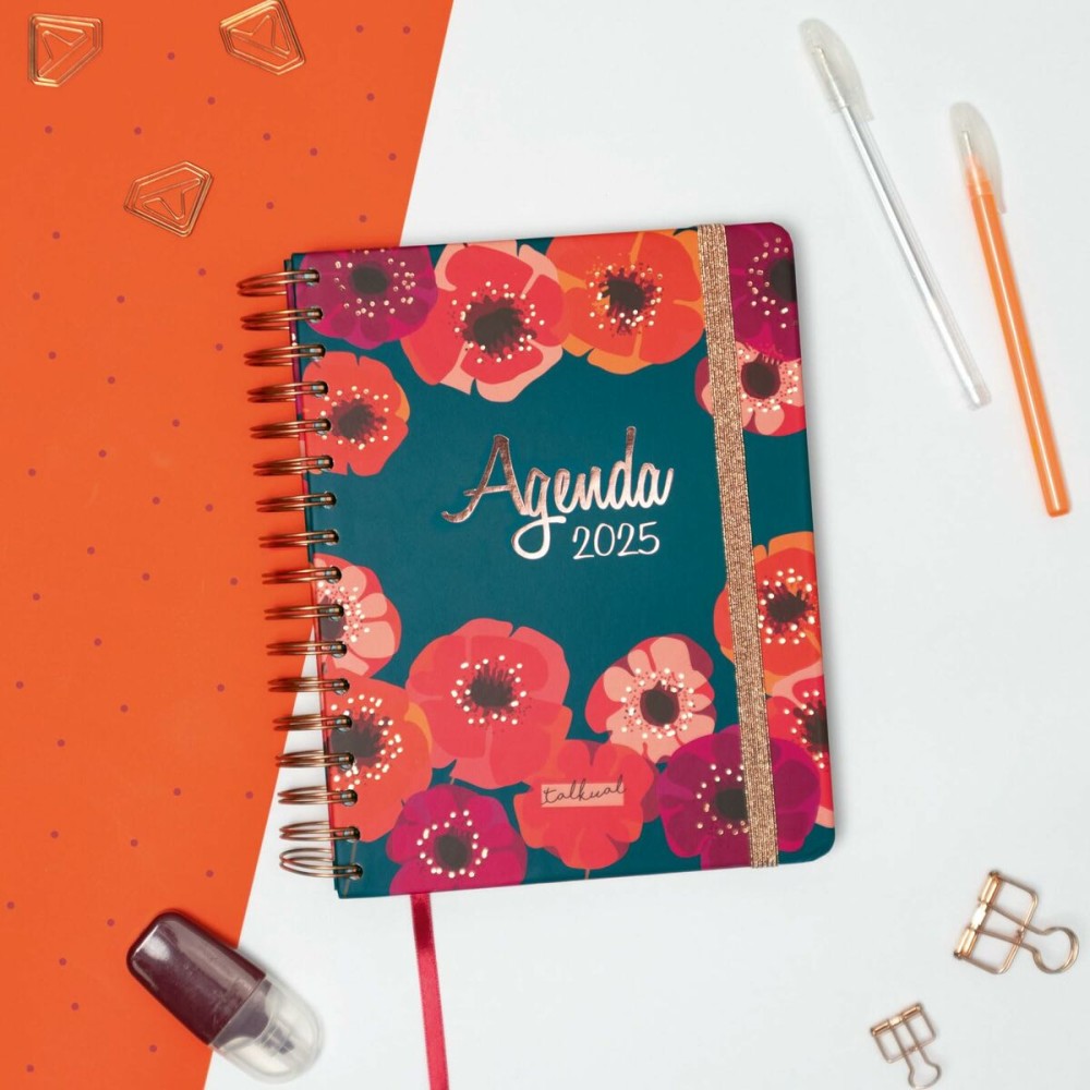 Agenda Finocam Talkual quarto 15,5 x 21,7 cm 2025 Fleurs