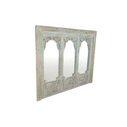 Wall mirror Romimex Brown Mango wood 183 x 150 x 12 cm Triple