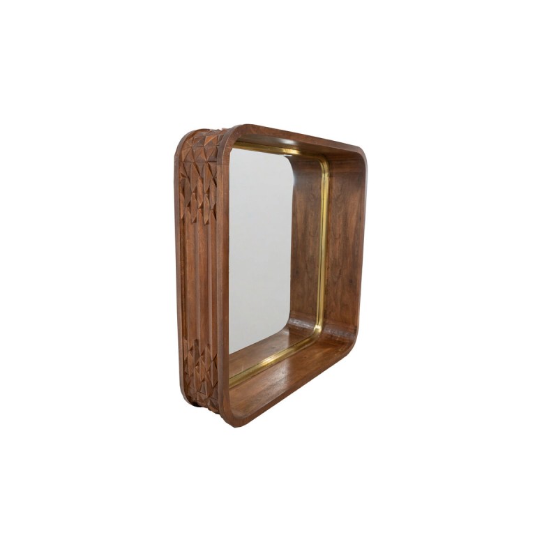 Wall mirror Romimex Brown Mango wood Squared 120 x 120 x 26 cm