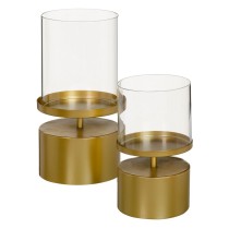 Kerzenschale 15,5 x 15,5 x 25 cm Kristall Gold Metall