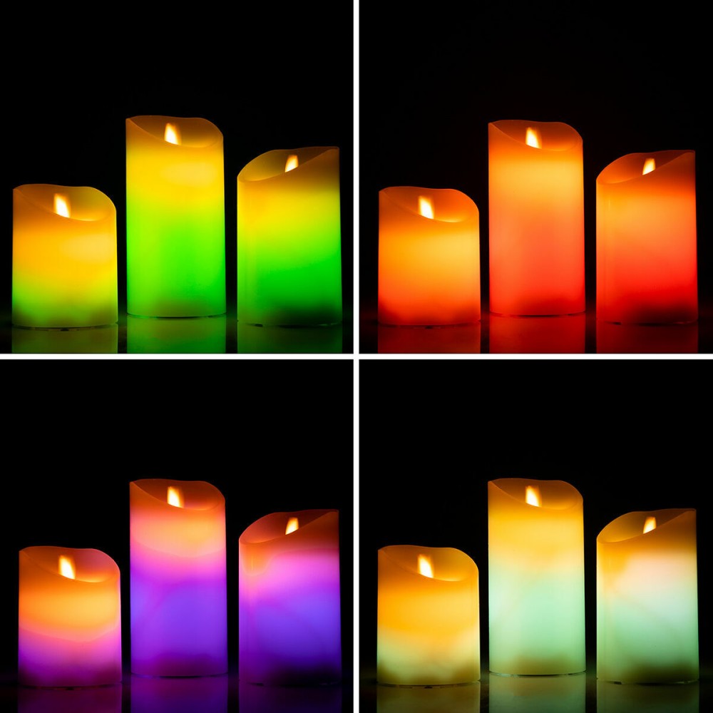 Bougies LED Multicolores Effet Flamme avec Télécommande Lendles InnovaGoods 3 Unités Blanc (Reconditionné B)