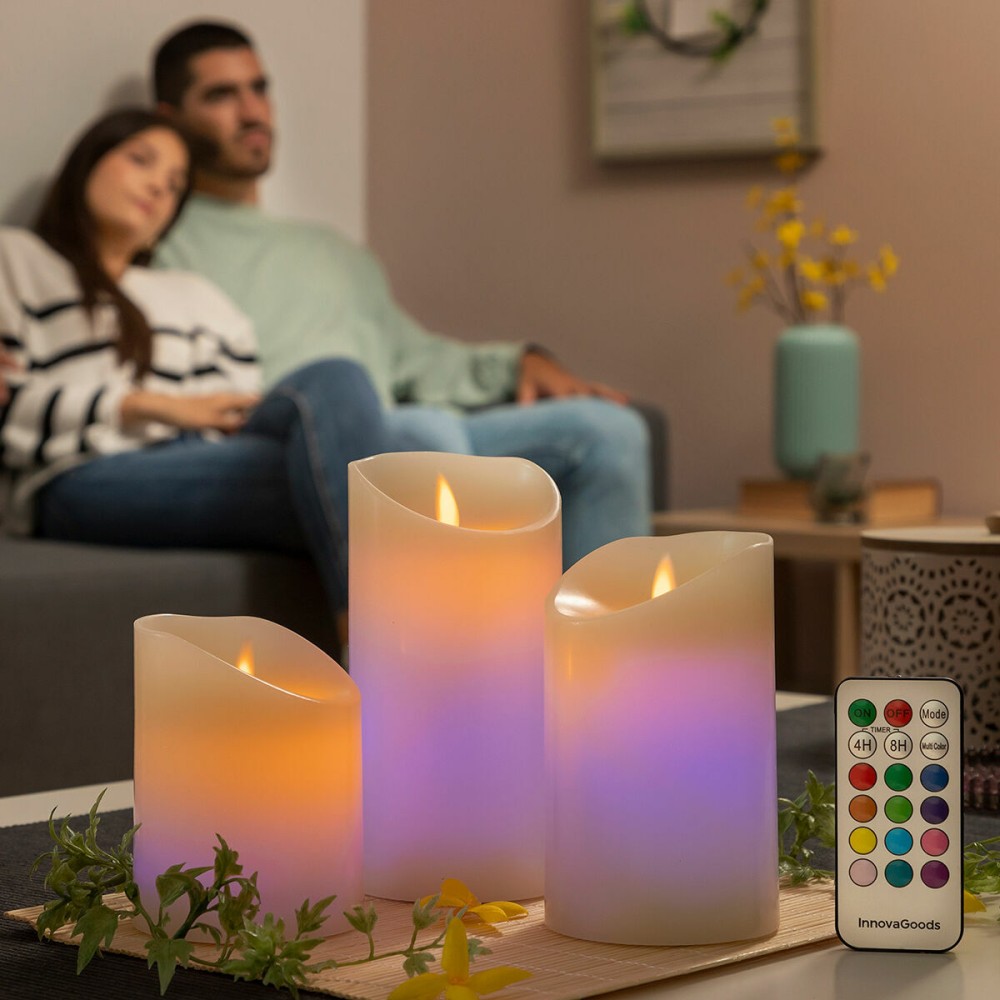 Multicolour Flame-Effect LED Candles with Remote Control Lendles InnovaGoods 3 Units White (Refurbished B)