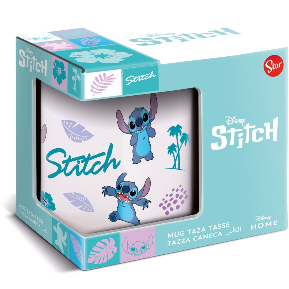 Henkelbecher Stitch Blau Lila aus Keramik 350 ml