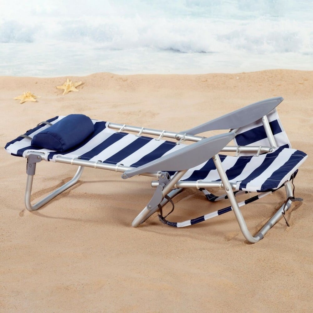 Chaise de Plage Aktive Bleu Blanc 50 x 76 x 45 cm (2 Unités)