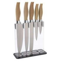 Ensemble de couteaux de cuisine et support Quid Baobab (5 pcs) Marron Métal