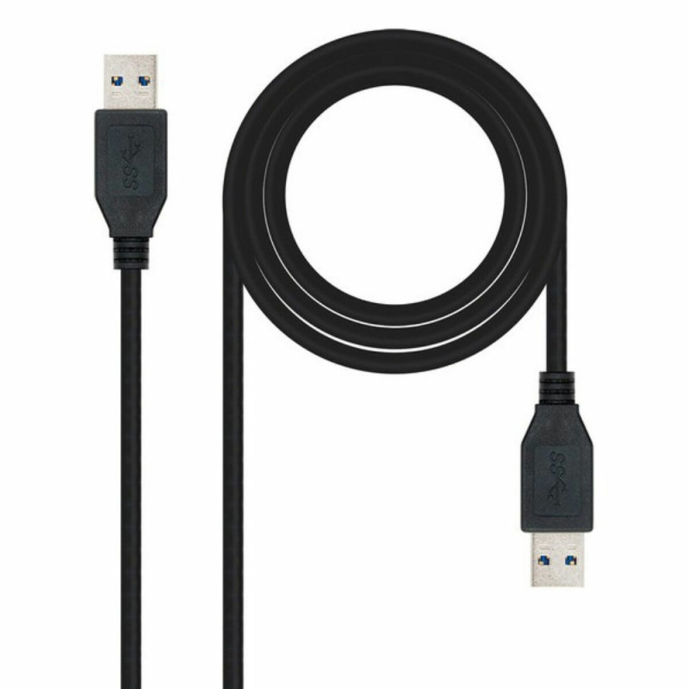 USB 3.0 A zu USB-A-Kabel NANOCABLE 10.01.1002-BK Schwarz 2 m (1 Stück)