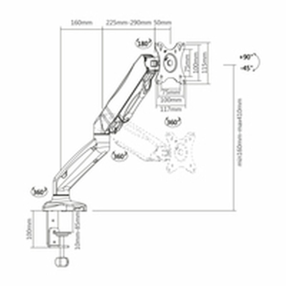 Bildschirm-Träger für den Tisch Aisens DT27TSR-043 Schwarz 32" 13"