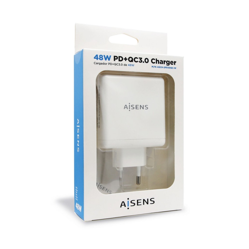 USB-Ladegerät für die Wand Aisens PD 3.0 USB-C 48 W Weiß