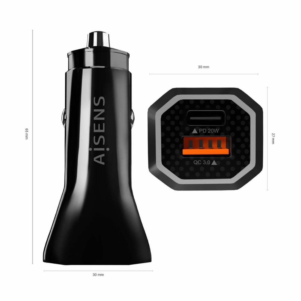 Car Charger Aisens QC3.0 Black