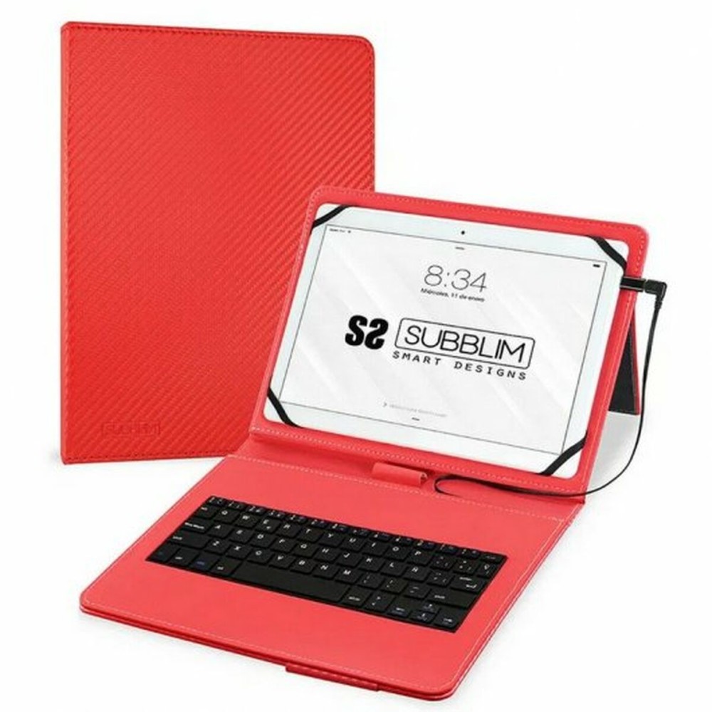 Case for Tablet and Keyboard Subblim SUB-KT1-USB002 10.1" Red Spanish Qwerty QWERTY