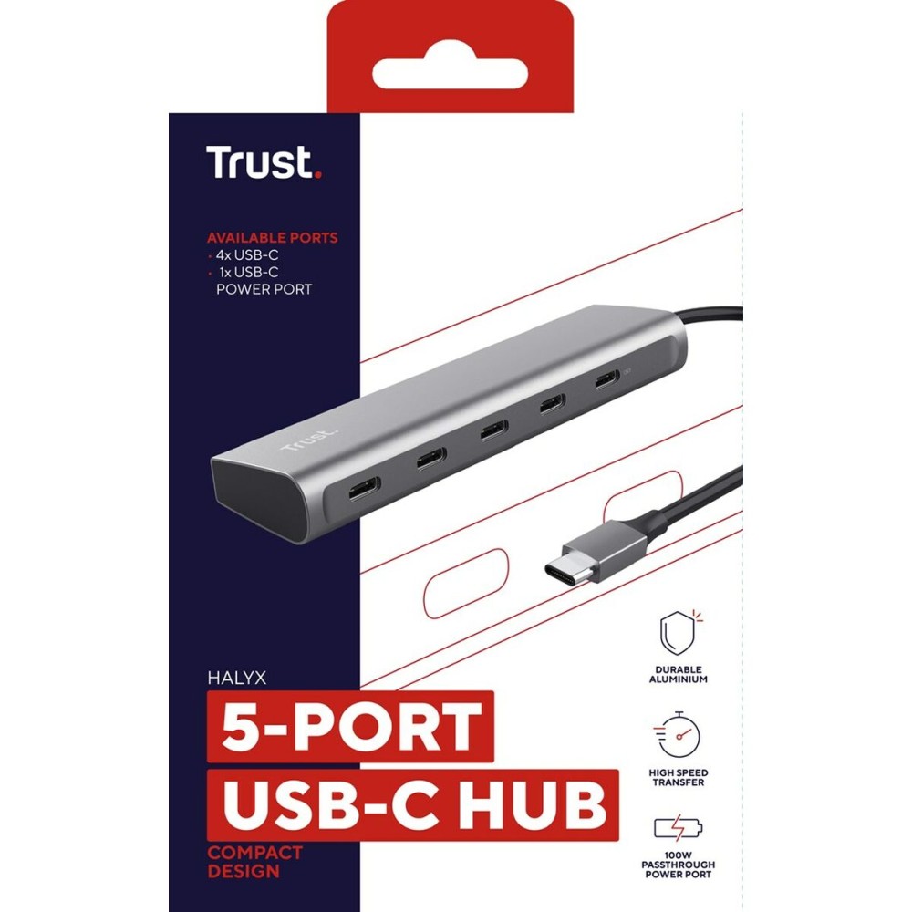 Hub USB Trust 25136 Argenté 10 cm (1 Unité)