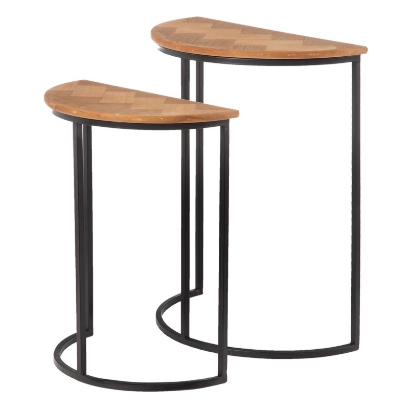 Table d'appoint Marron Noir Métal Fer Bois MDF 62,5 x 62,5 x 73 cm 62,5 x 31 x 73 cm (2 Unités)