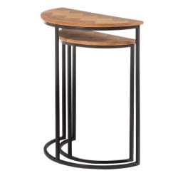 Table d'appoint Marron Noir Métal Fer Bois MDF 62,5 x 62,5 x 73 cm 62,5 x 31 x 73 cm (2 Unités)