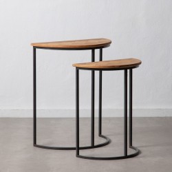 Side table Brown Black Metal Iron MDF Wood 62,5 x 62,5 x 73 cm 62,5 x 31 x 73 cm (2 Units)