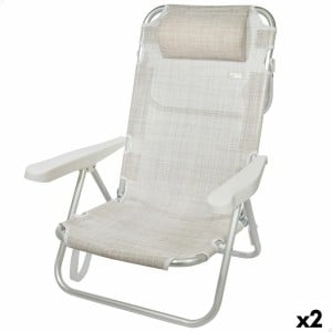 Chaise Pliante avec Repose-Tête Aktive Ibiza Beige 48 x 84 x 46 cm (2 Unités)