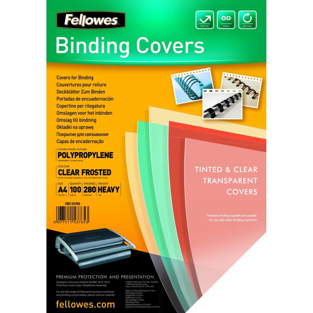 Couverture Fellowes Futura 100 Unités reliure Transparent A4 polypropylène Plastique (100 Unités)