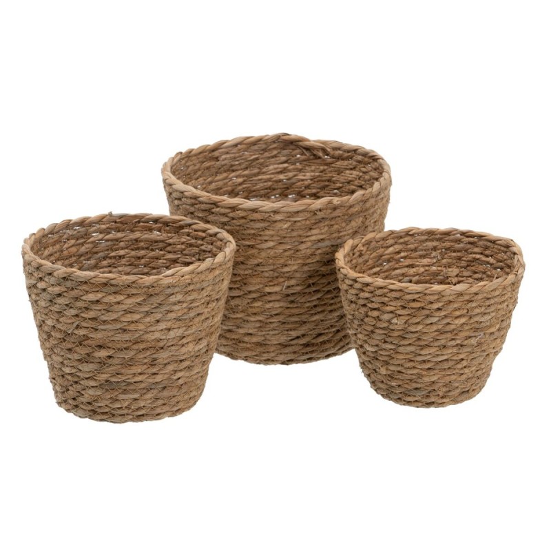 Set of Baskets Natural 17 x 17 x 20 cm Natural Fibre (3 Pieces)