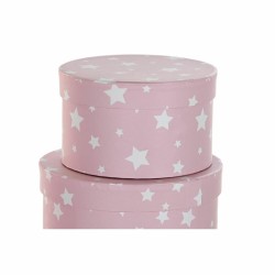 Jeu de Caisses de Rangement Empilables DKD Home Decor Rond Etoiles Enfant Carton