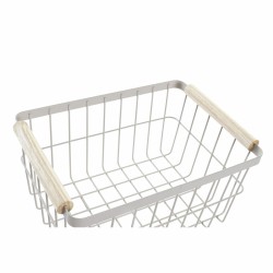 Wire Basket DKD Home Decor Green Beige Metal Pinewood Vintage 30,5 x 20 x 14,5 cm (2 Units)