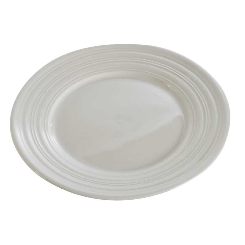 Assiette plate DKD Home Decor Blanc Porcelaine 19 x 19 x 2 cm