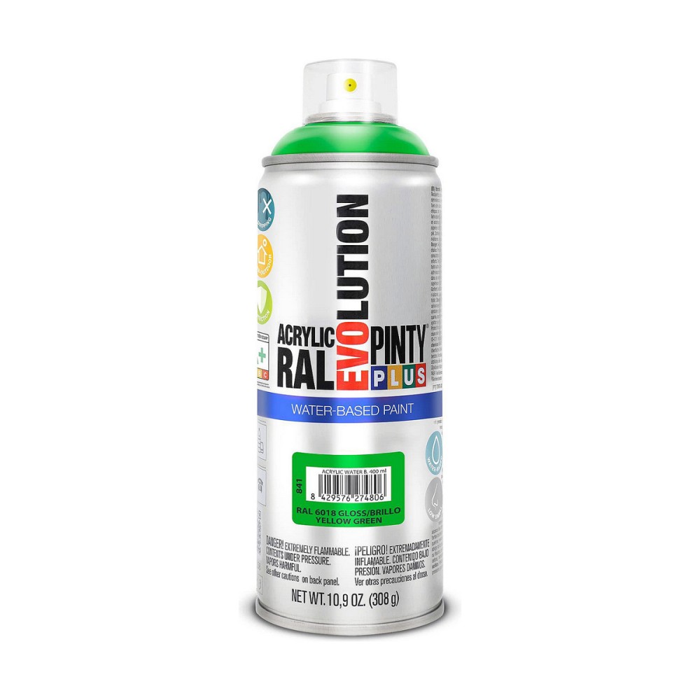 Sprühfarbe Pintyplus Evolution RAL 6018 Wasserbasis Yellow Green 400 ml